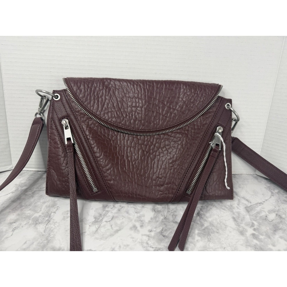 Vince Camuto Bubble Lamb Leather Wayhn Crossbody Fireball Burgundy NWOT